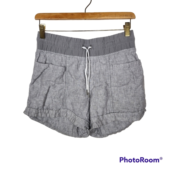 Athleta Pants - Athleta Cabo Gray Pull On Drawstring Waist Linen Casual Shorts Sz 2